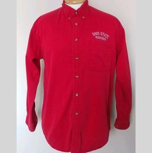 Men's Red Ohio State Buckeyes Button Down Shirt LS